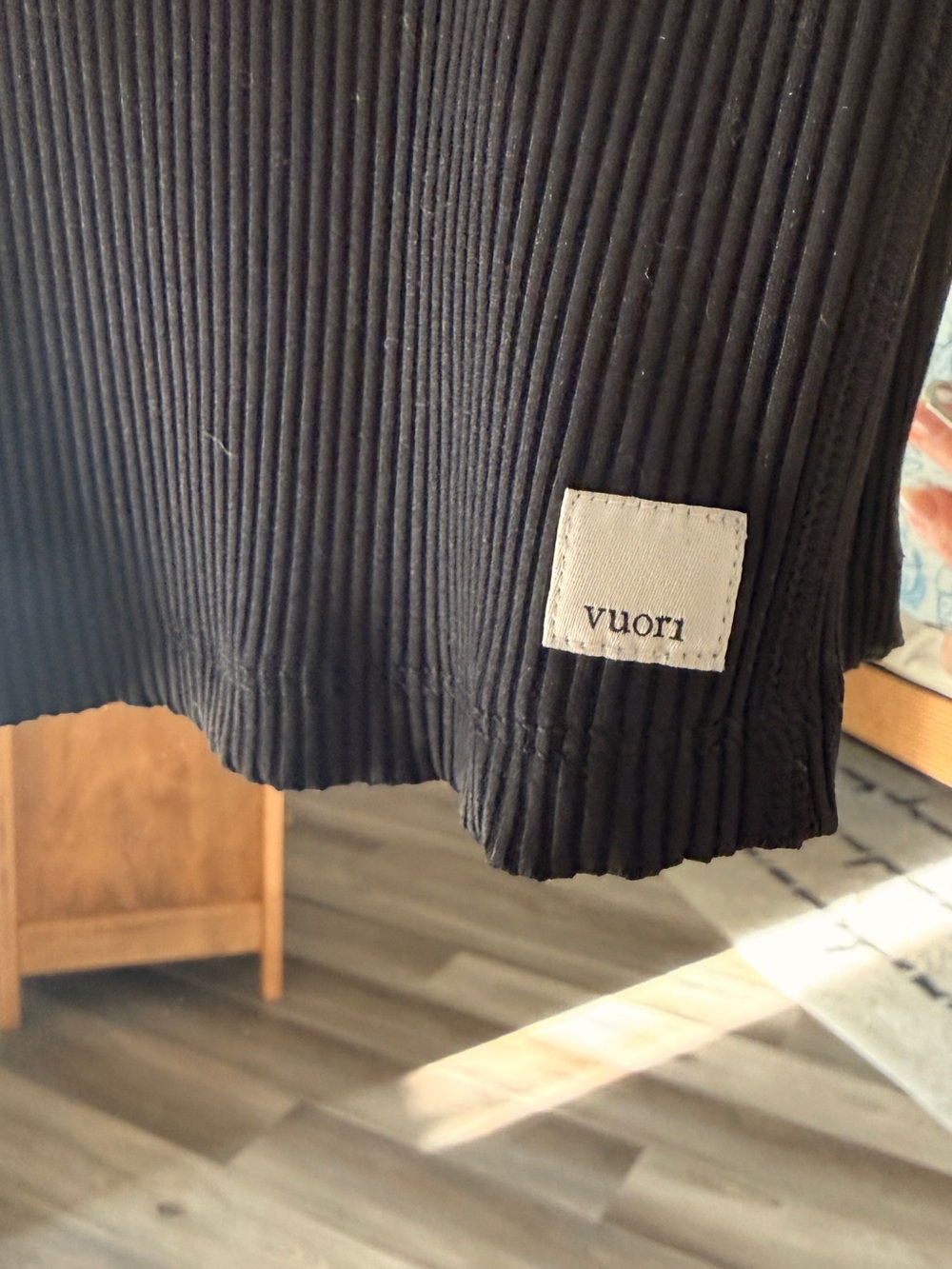Vuori Black Ribbed V-Neck Tank with Crisscross Straps - Picture 3 of 5